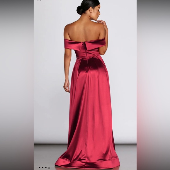 NWT Red Off the Shoulder Evening Dress - Picture 2 of 5